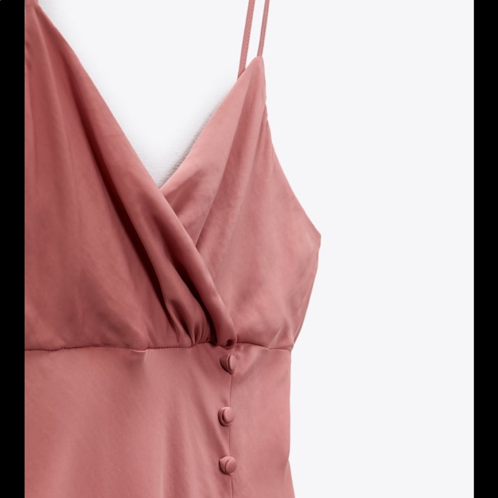 Zara Dusty Rose Slip Midi Dress - Picture 3 of 9